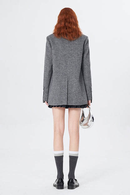 SELFWHO New High-Grade Gray Wool Suit Jacket For Women