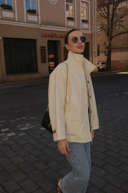 Loose Fit Stand Collar Work Jacket