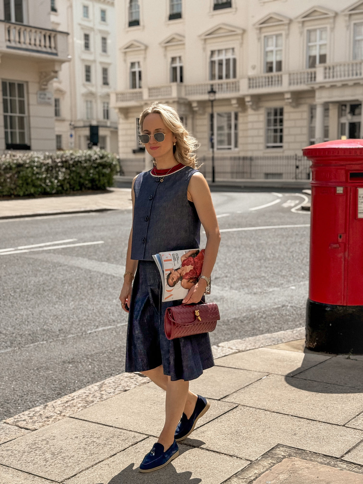 Cotton-Linen Blend Vintage Raw Denim Vest + Skirt