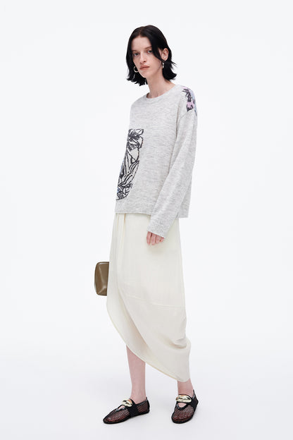 SELFWHO Lyocell Blend Asymmetric Bud Skirt