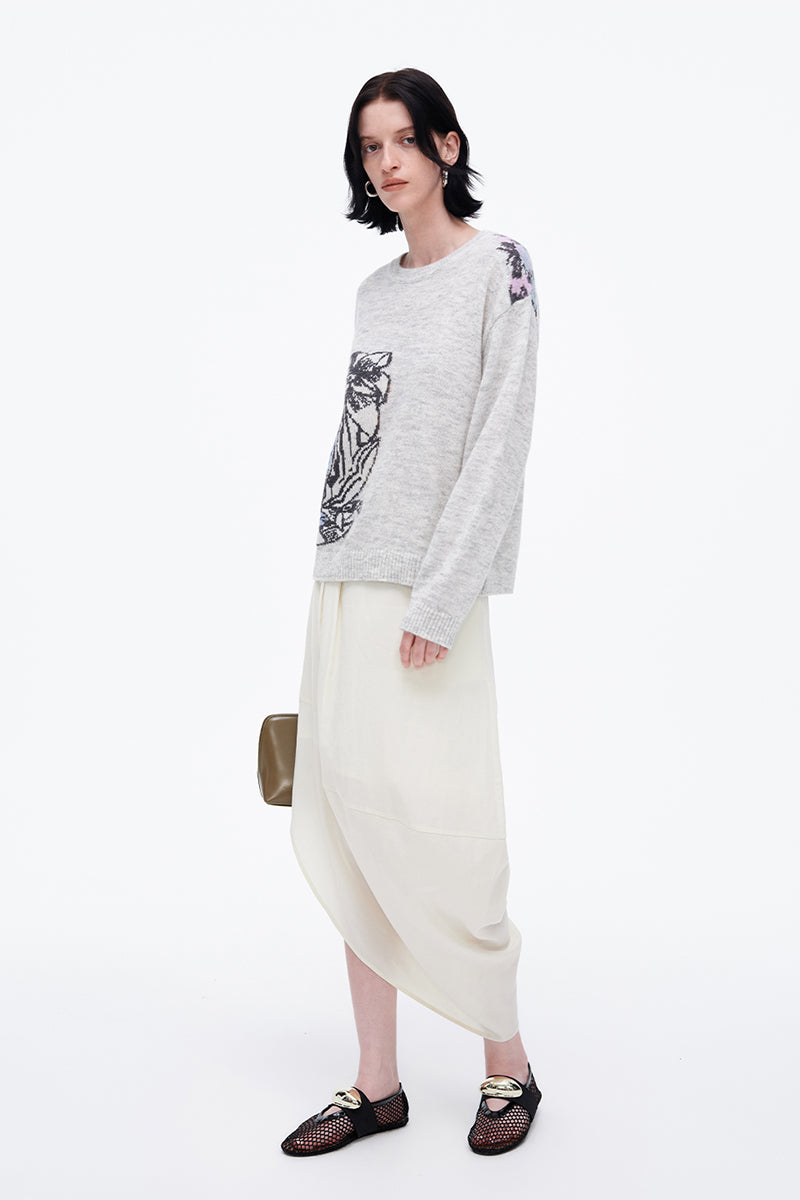 Lyocell Blend Asymmetric Bud Skirt