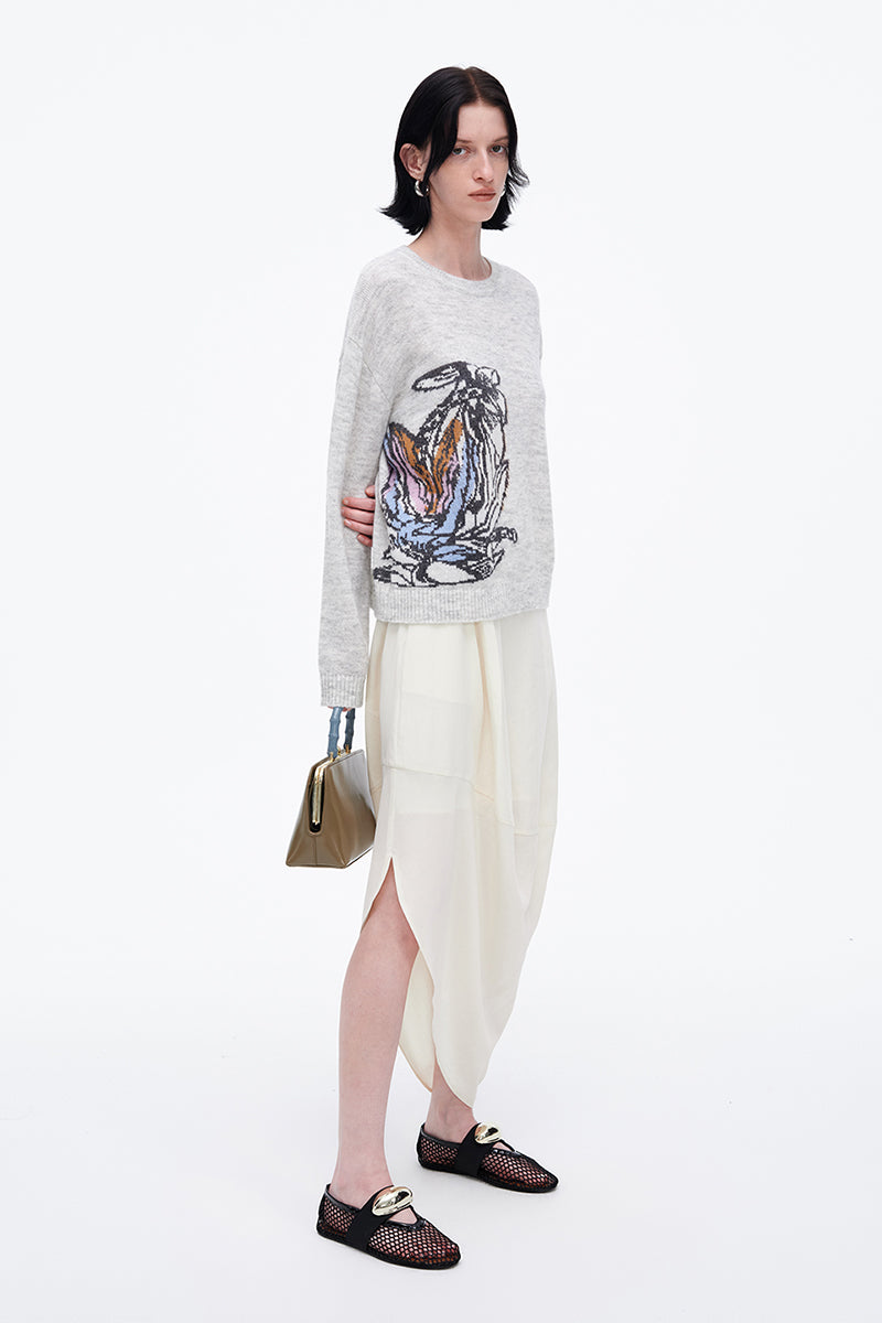 SELFWHO Lyocell Blend Asymmetric Bud Skirt