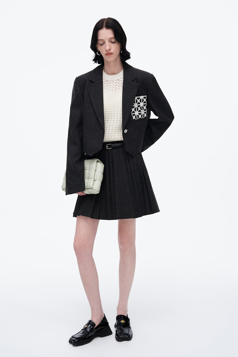 SELFWHO Classic All-Match Pleated Miniskirt