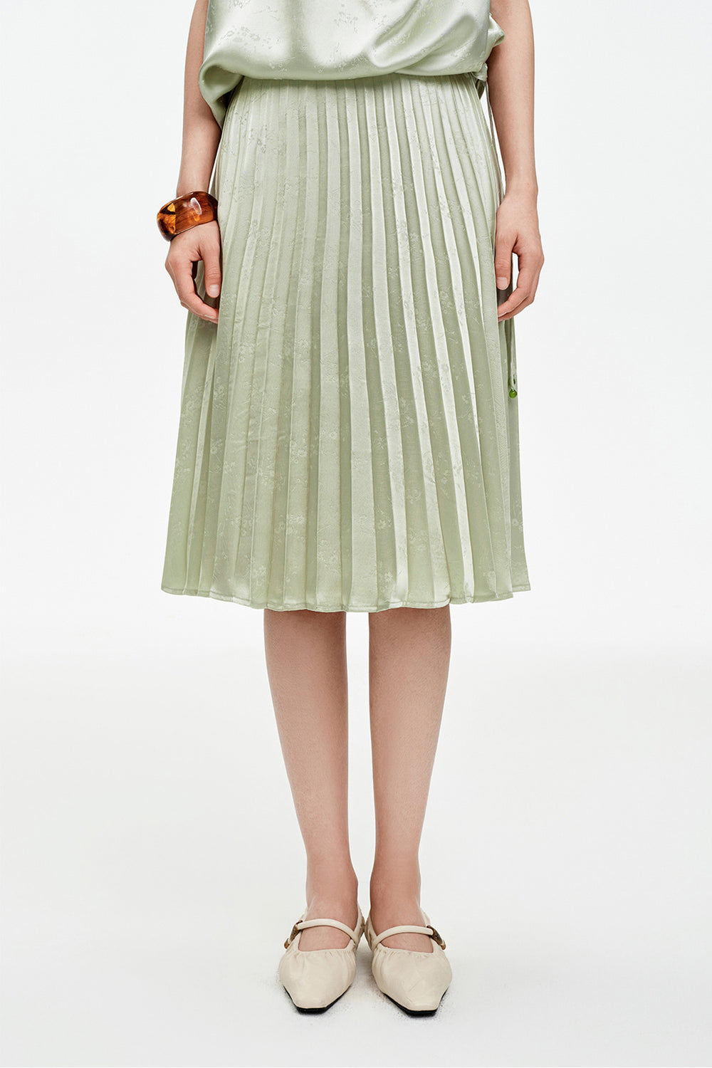 New Chinese Style Satin A-Line Skirt