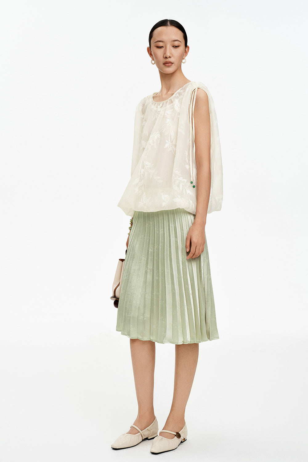 New Chinese Style Satin A-Line Skirt