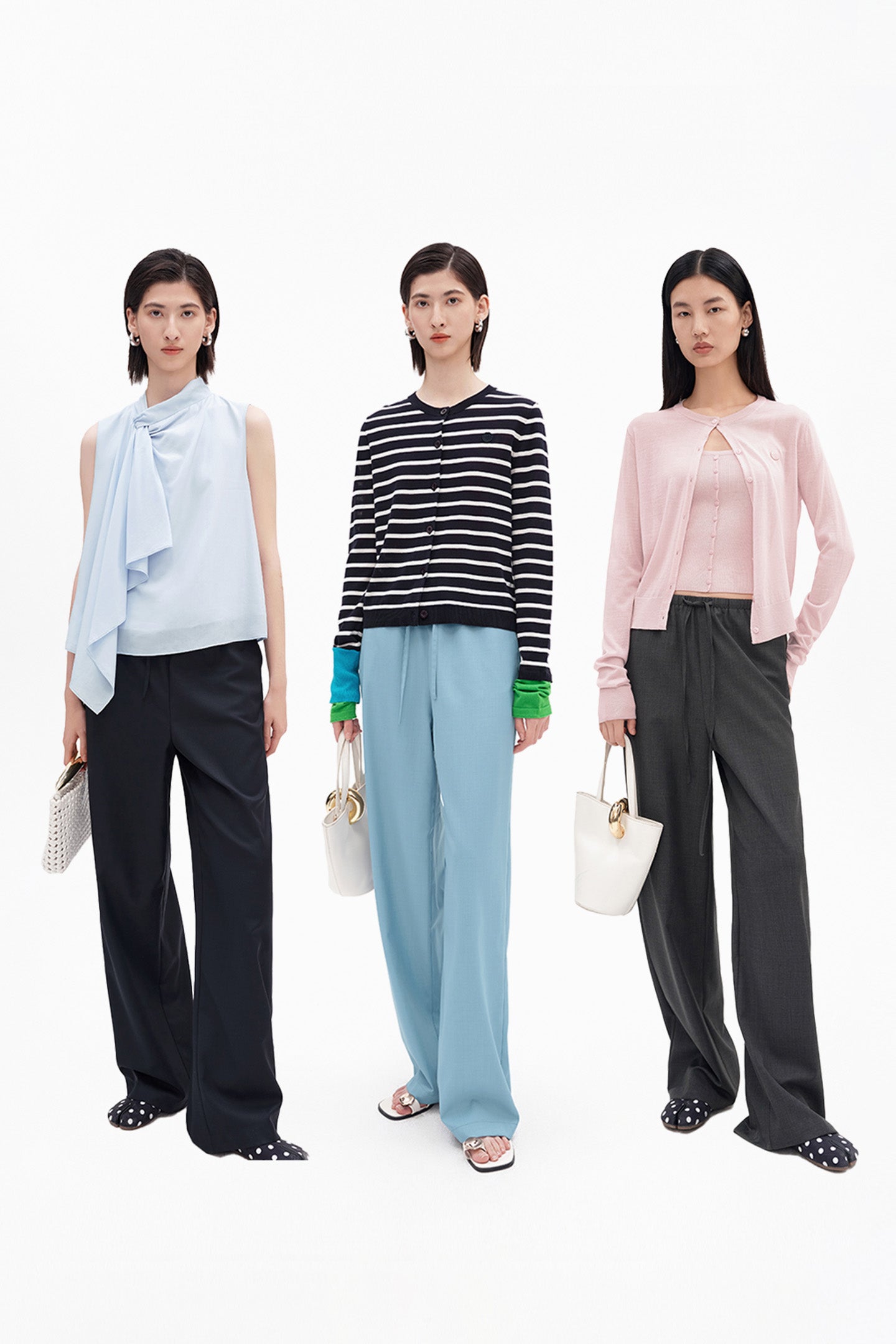 Sheep's Wool Blend Straight-Leg Casual Trousers