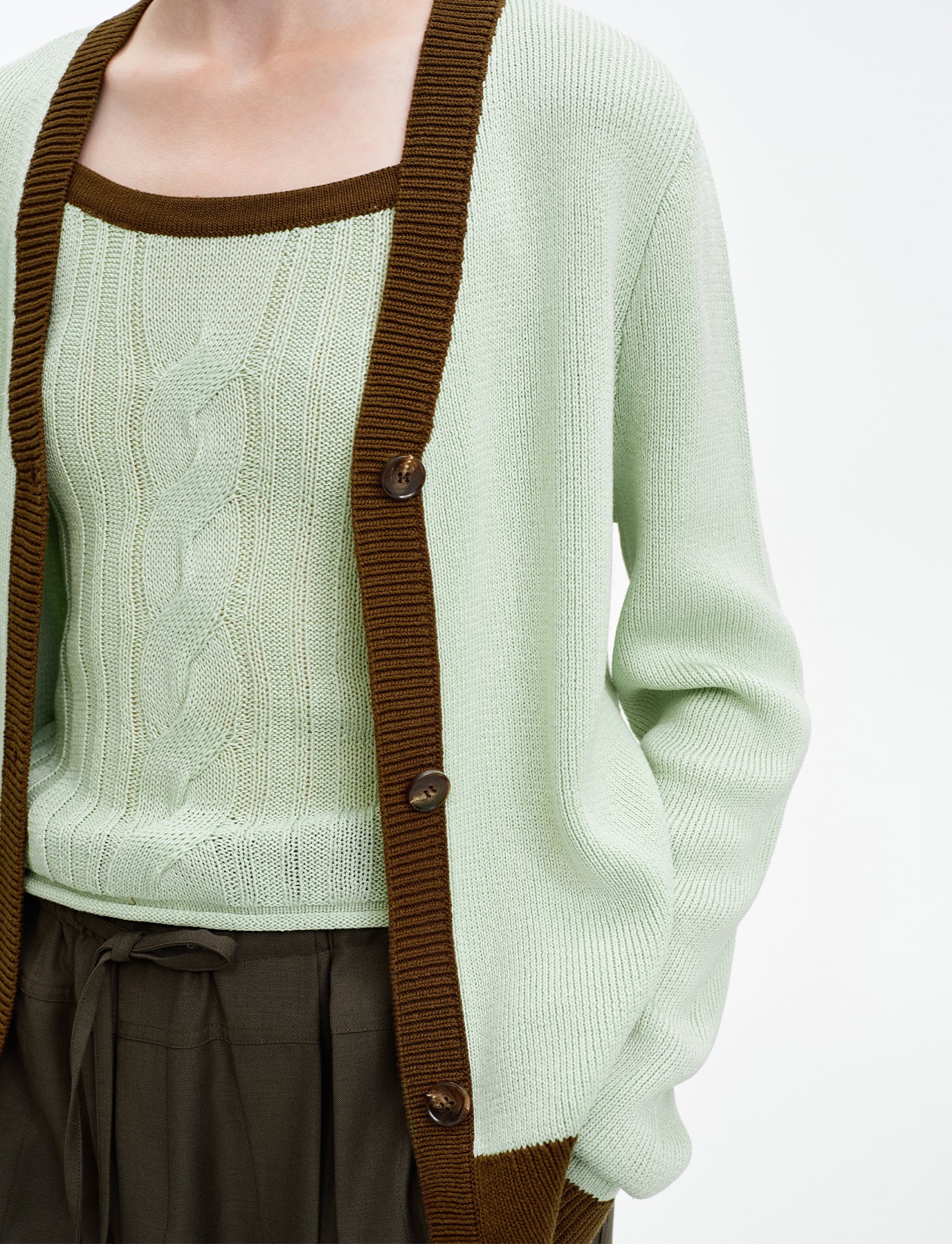 Tencel and linen blend knitted cardigan