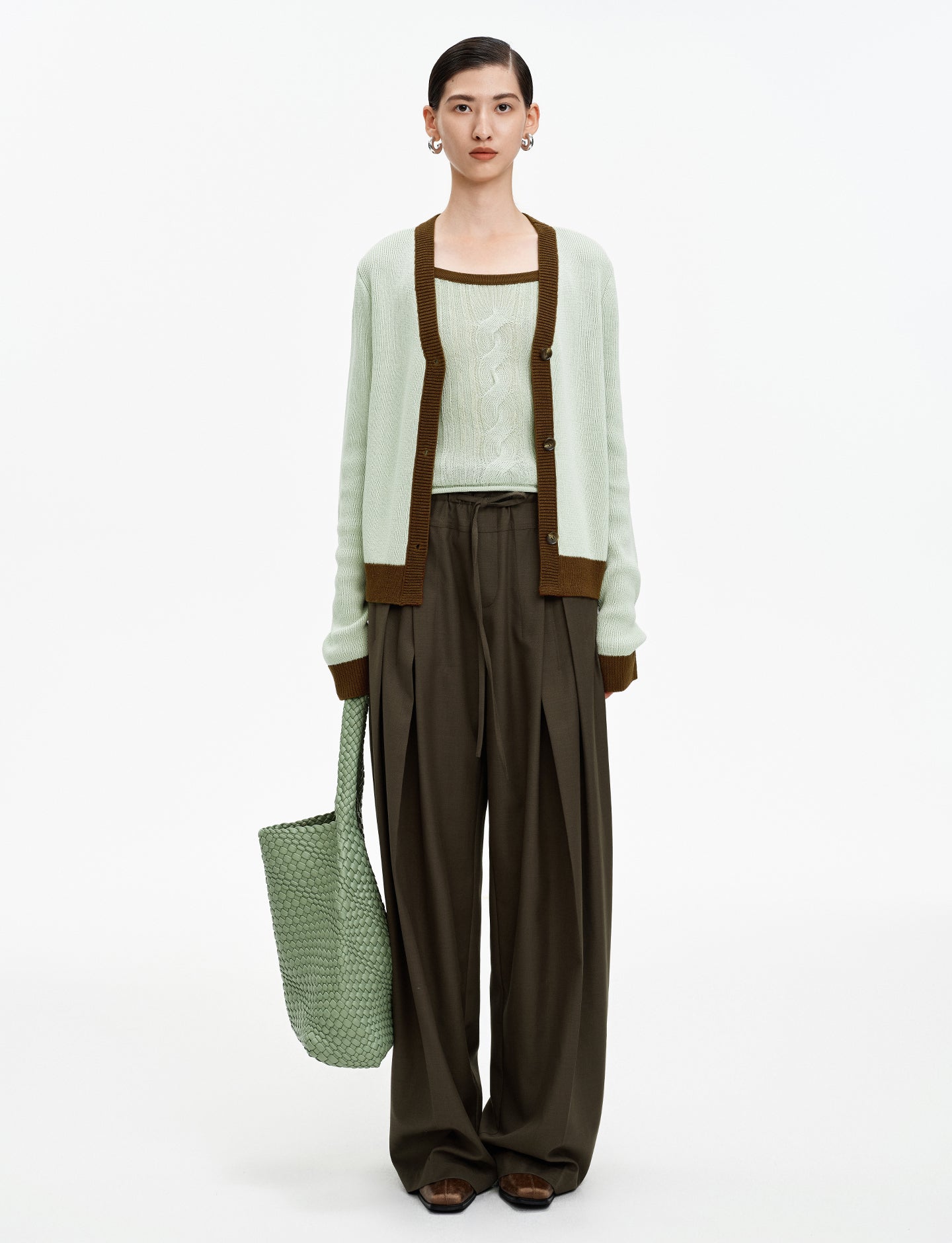 Tencel and linen blend knitted cardigan