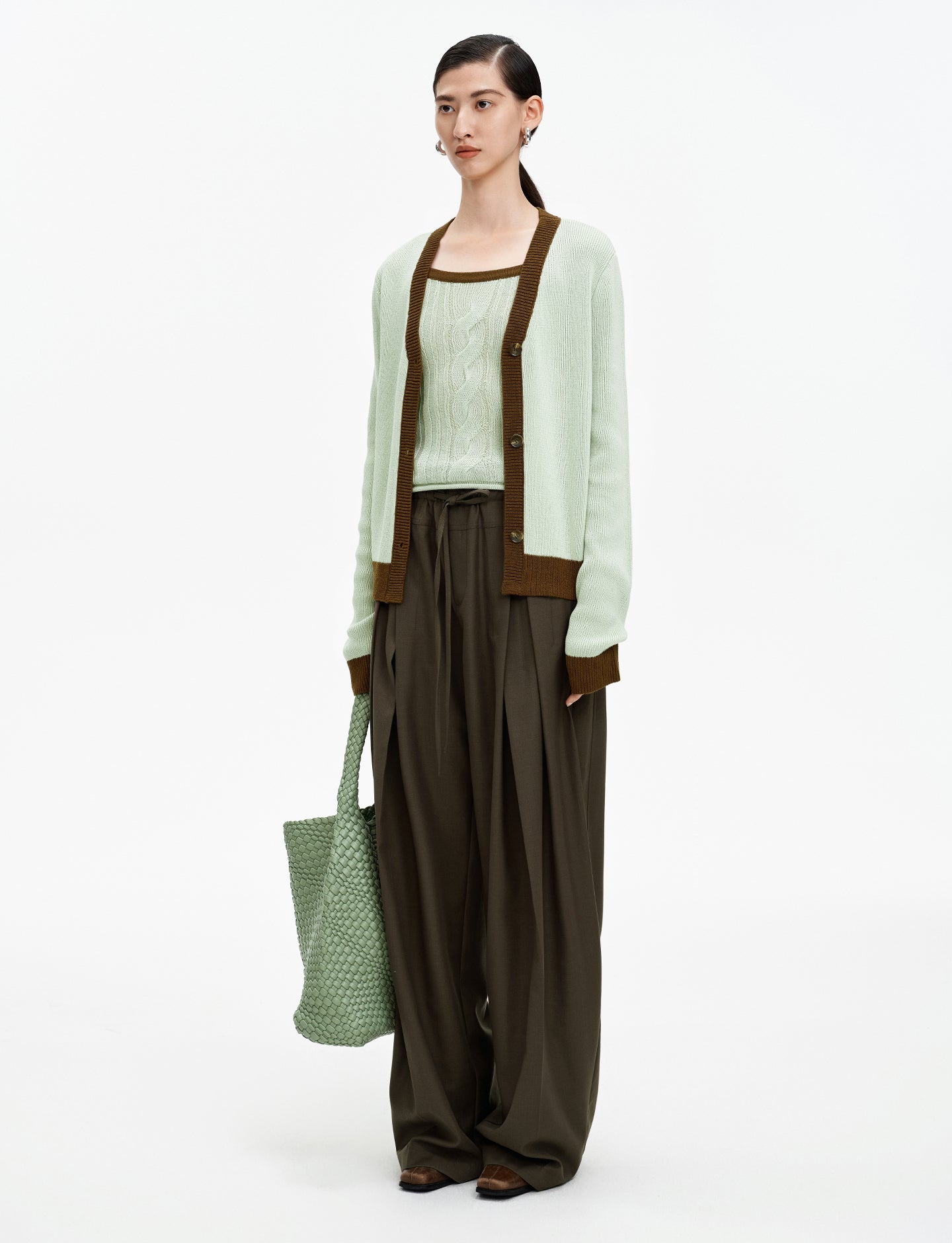Tencel and linen blend knitted cardigan