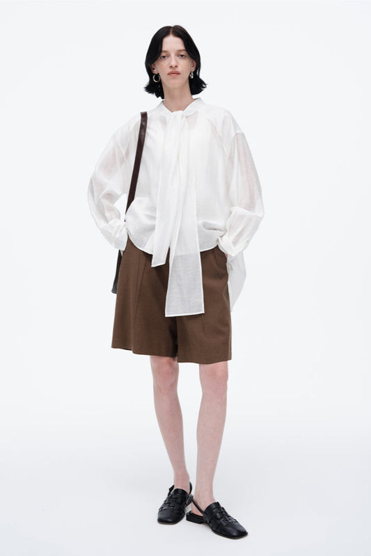French style semi-transparent shirt women's loose white shirt