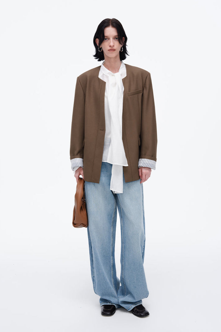 French style semi-transparent shirt women's loose white shirt