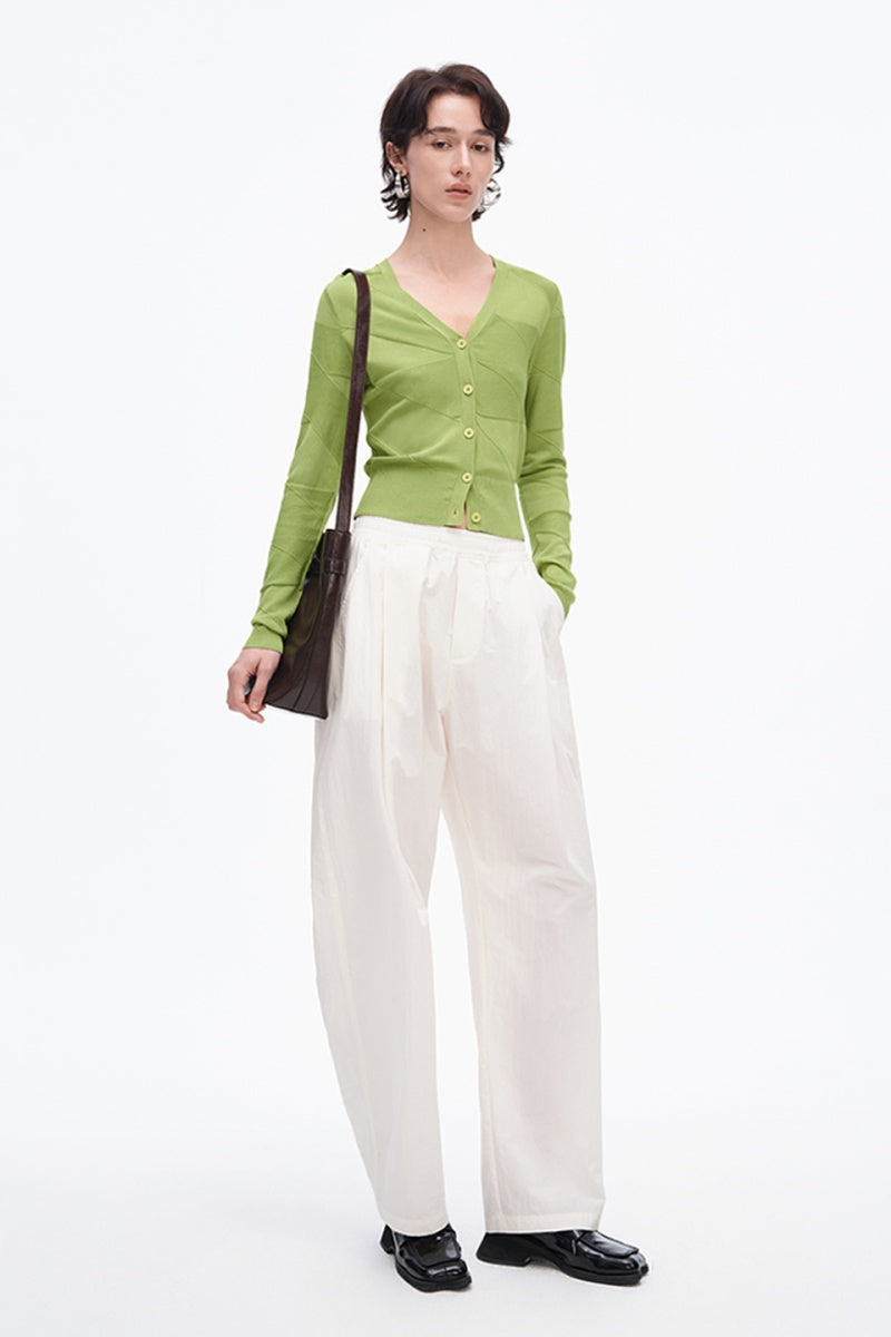 SELFWHO High-Density Cotton Brocade Solid Color Casual