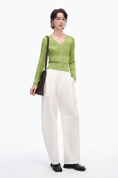 SELFWHO High-Density Cotton Brocade Solid Color Casual