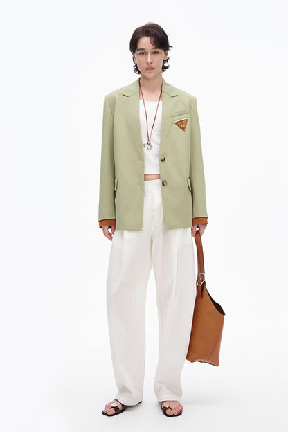 SELFWHO High-Density Cotton Brocade Solid Color Casual