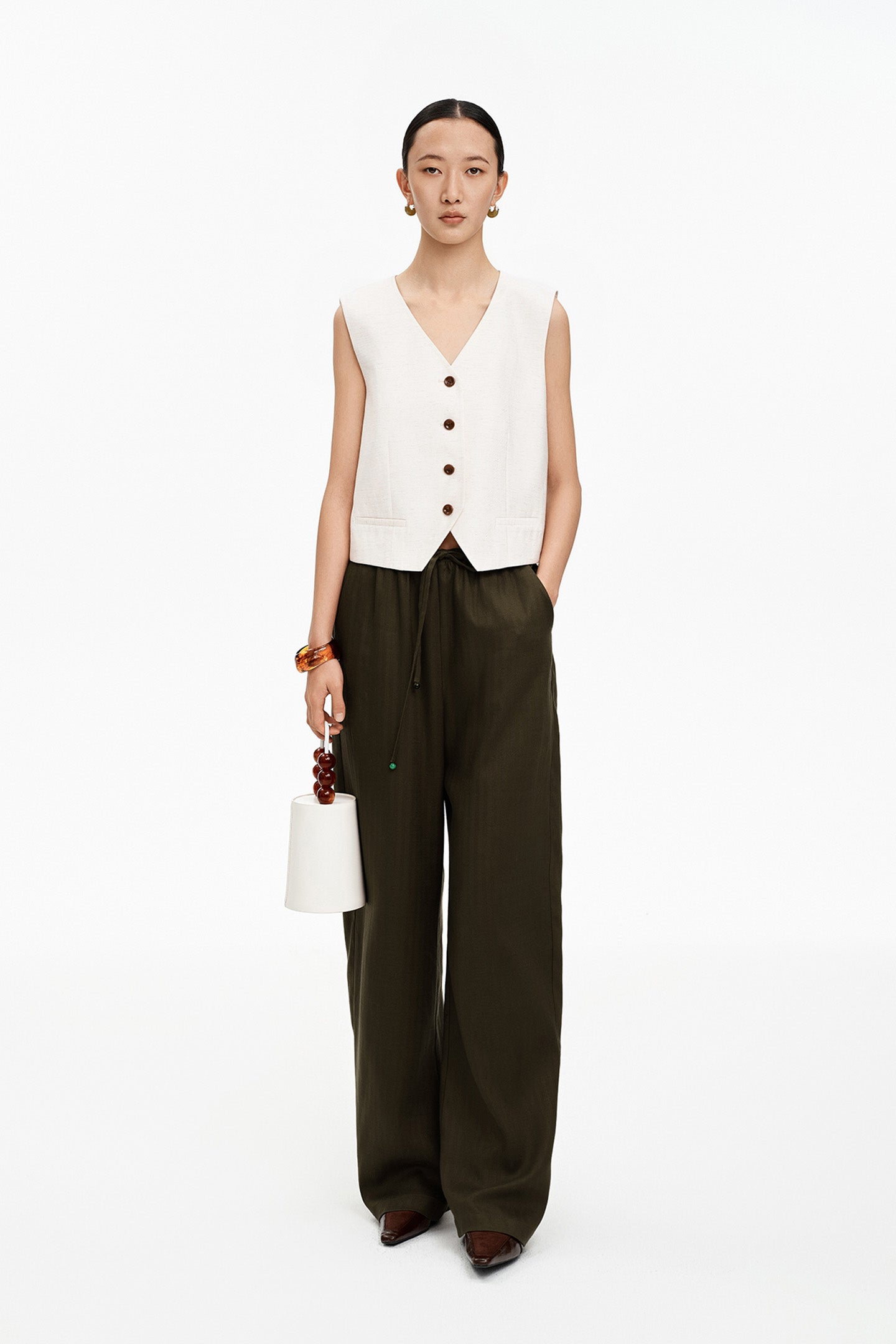 Tencel Linen Drawstring Casual Pants