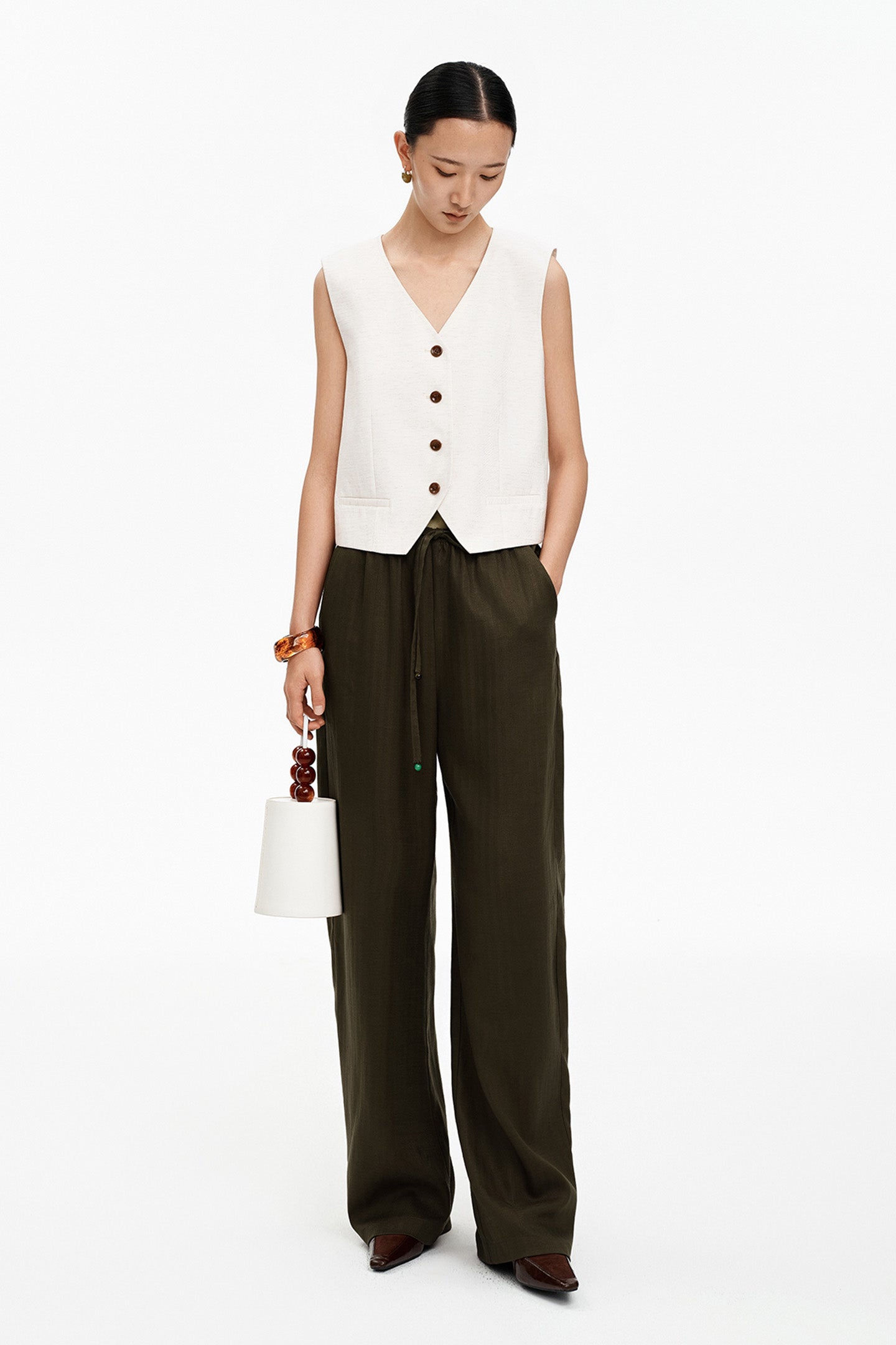 Tencel Linen Drawstring Casual Pants
