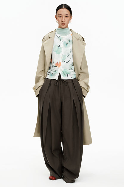 SELFWHO Merino wool blend drawstring casual pants