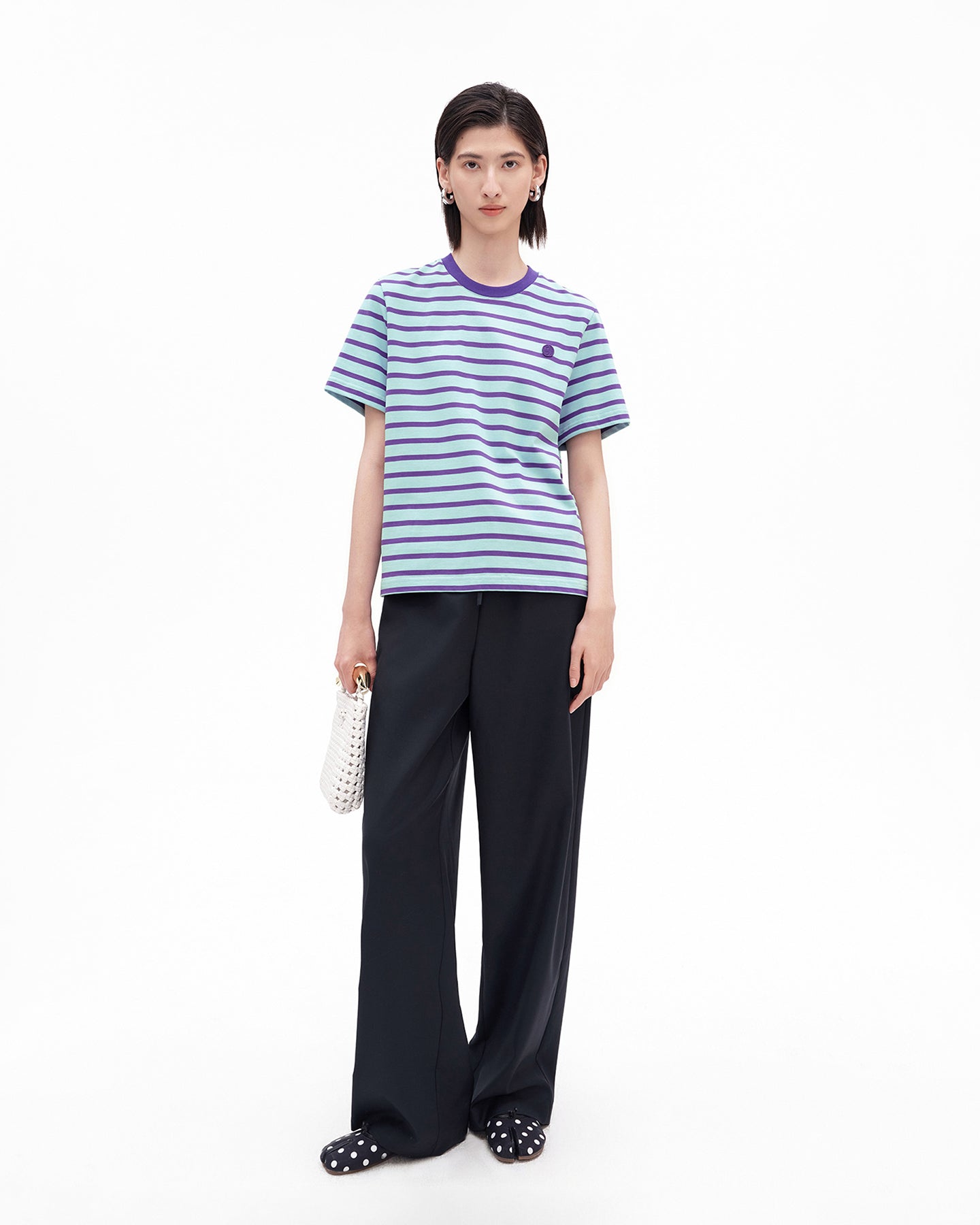 Sheep's Wool Blend Straight-Leg Casual Trousers