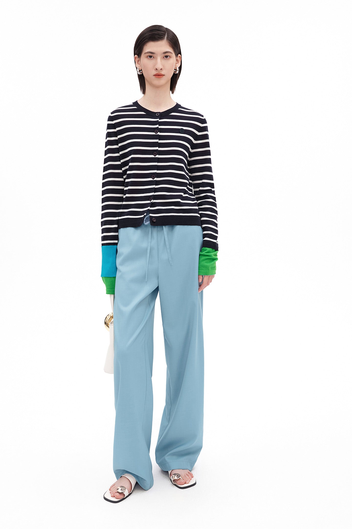 Sheep's Wool Blend Straight-Leg Casual Trousers