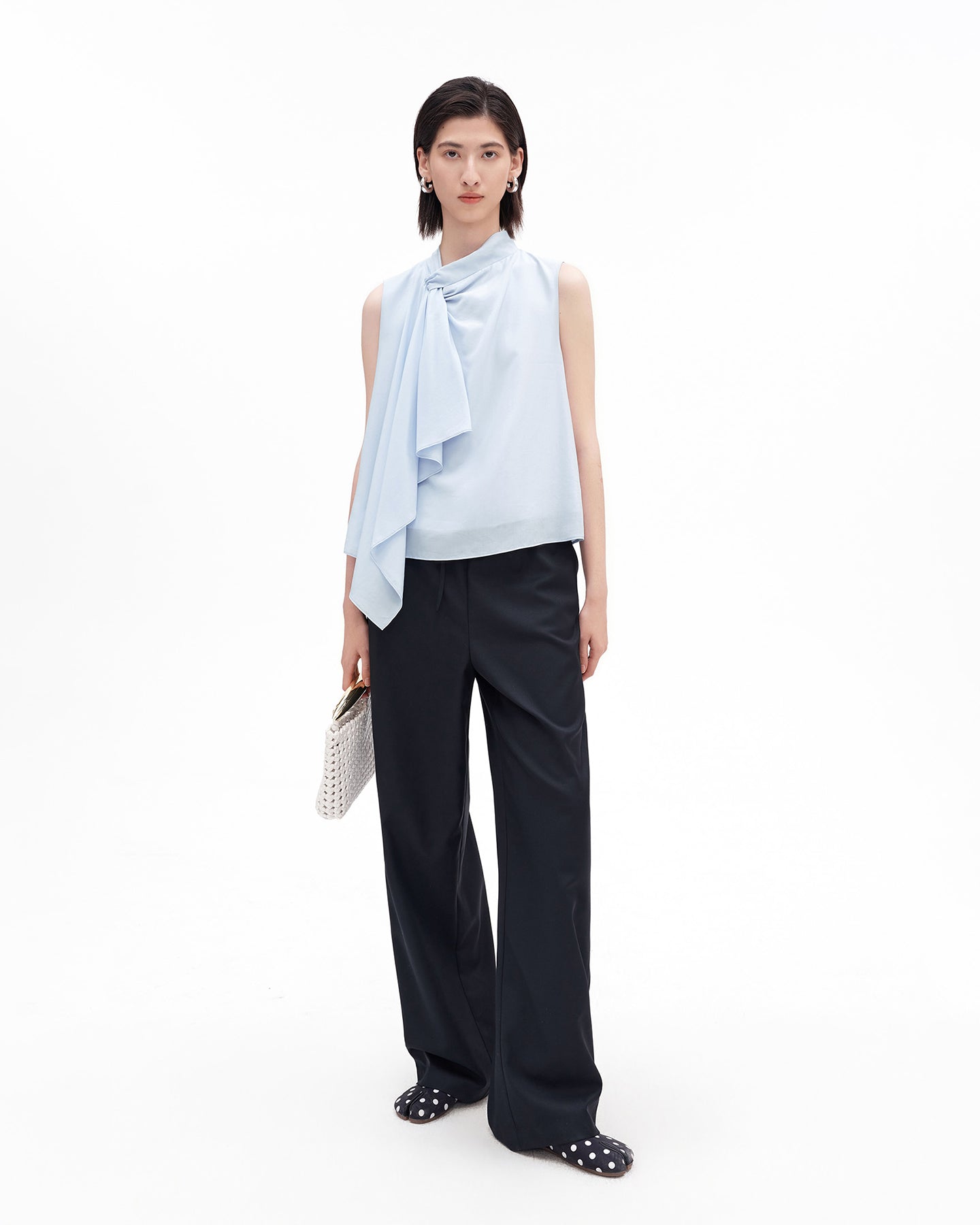 Sheep's Wool Blend Straight-Leg Casual Trousers