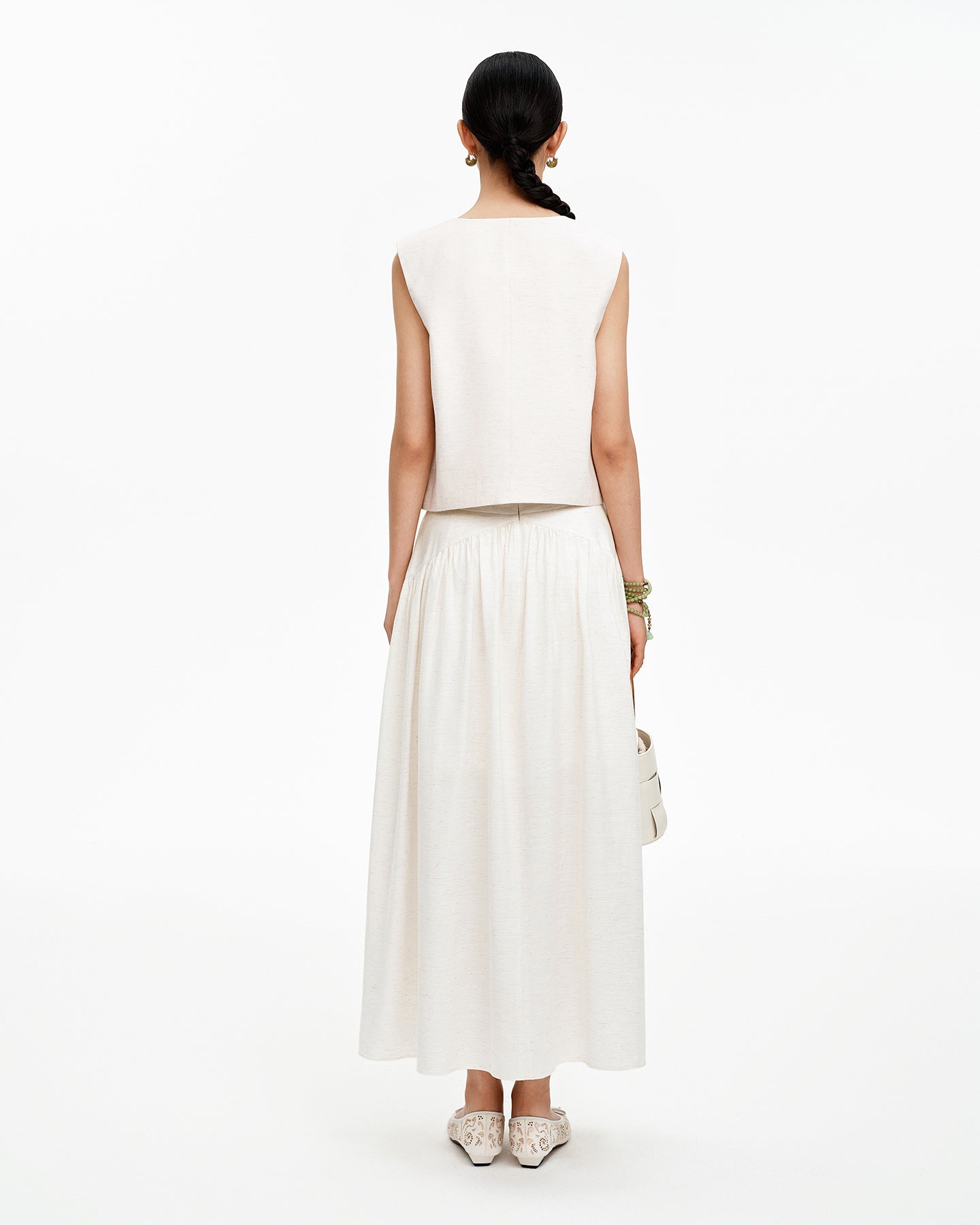 Linen-Blend Classic V-Neck Vest