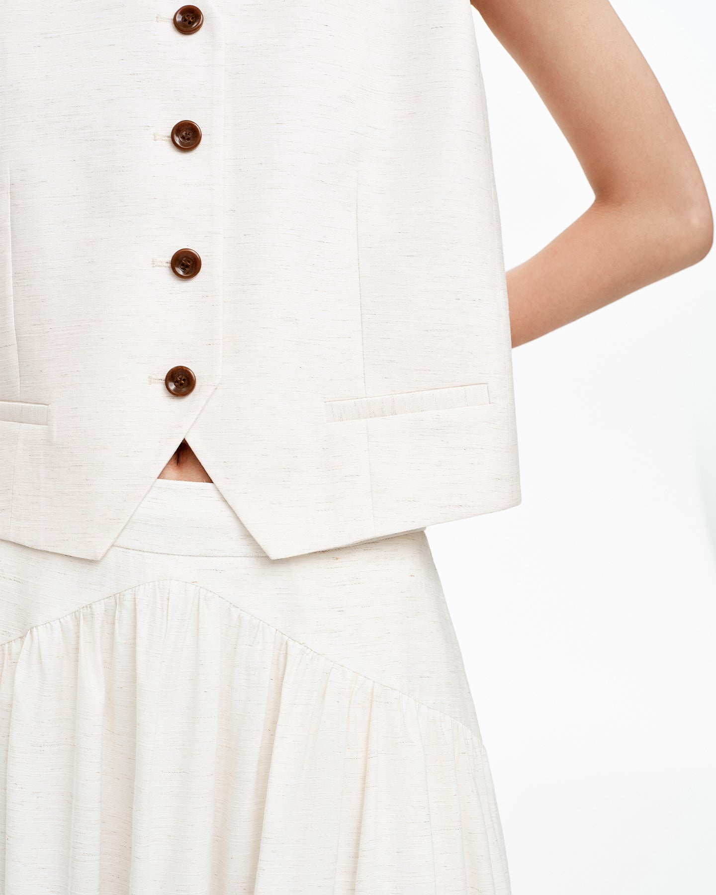 Linen-Blend Classic V-Neck Vest