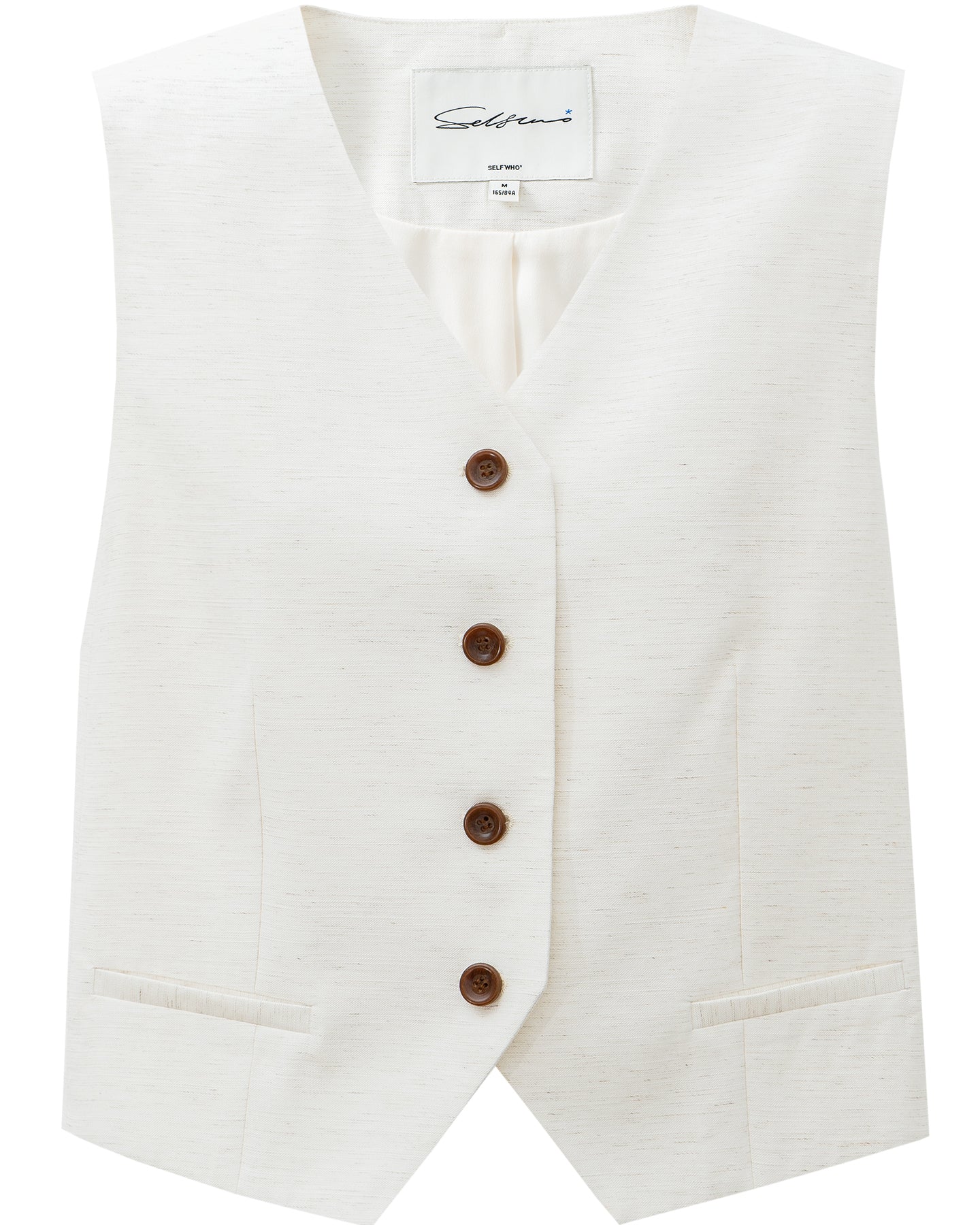 Linen-Blend Classic V-Neck Vest