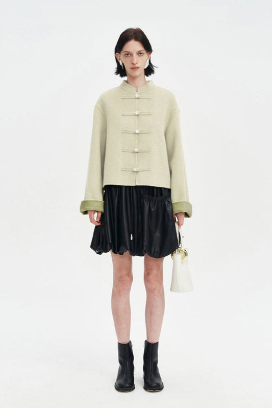 Spring new tops Chinese ethnic style green coat jacket