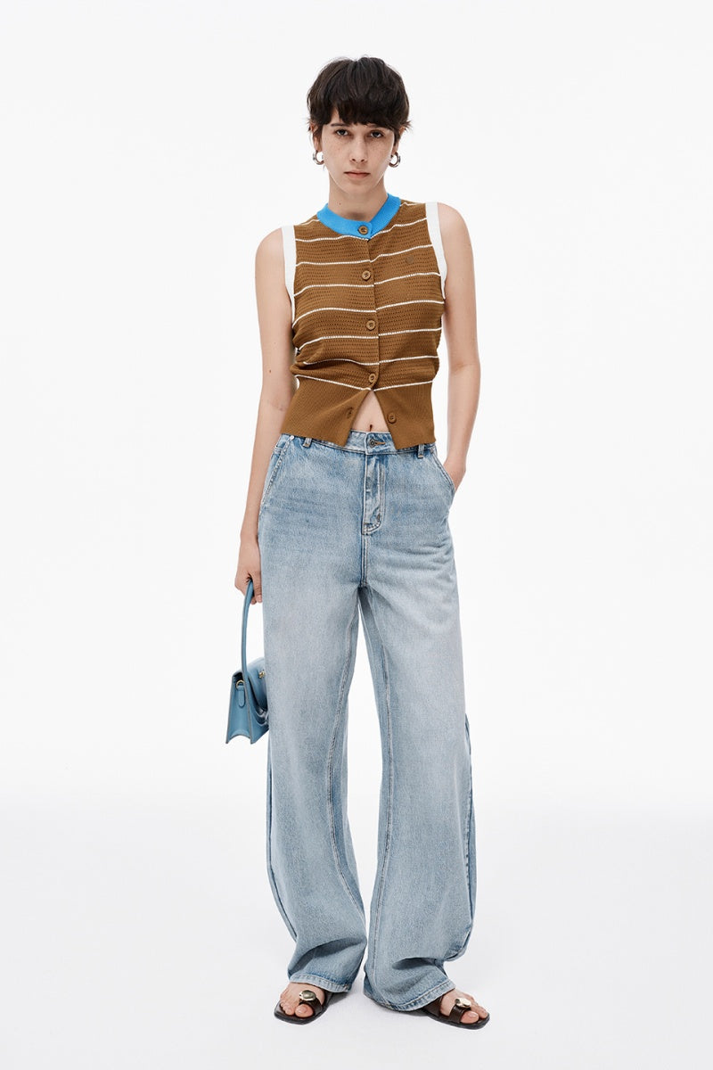 Knitted Striped Waistcoat Vest
