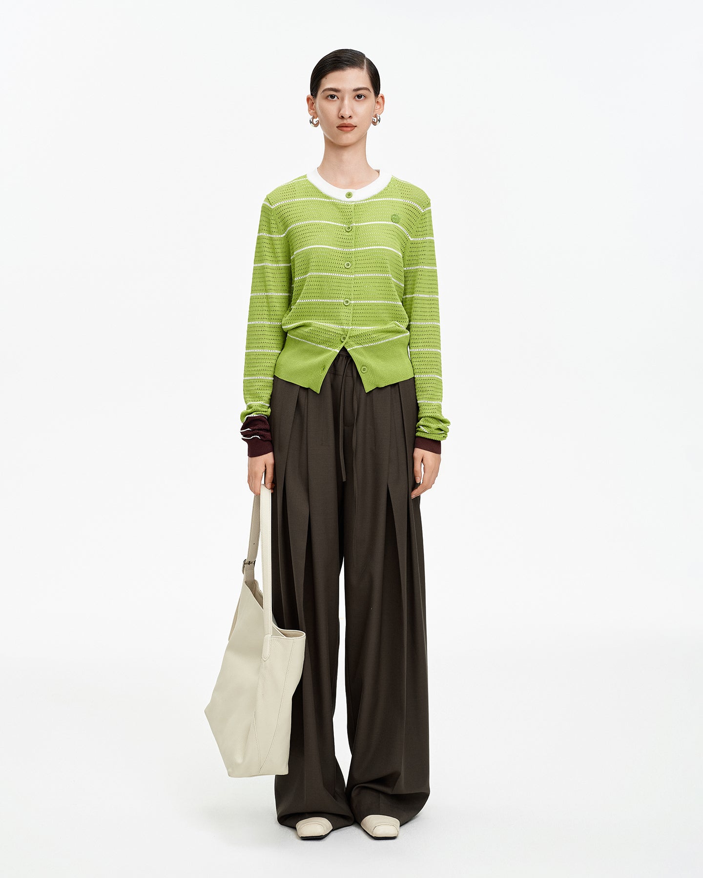 Openwork Striped Knit Sweater