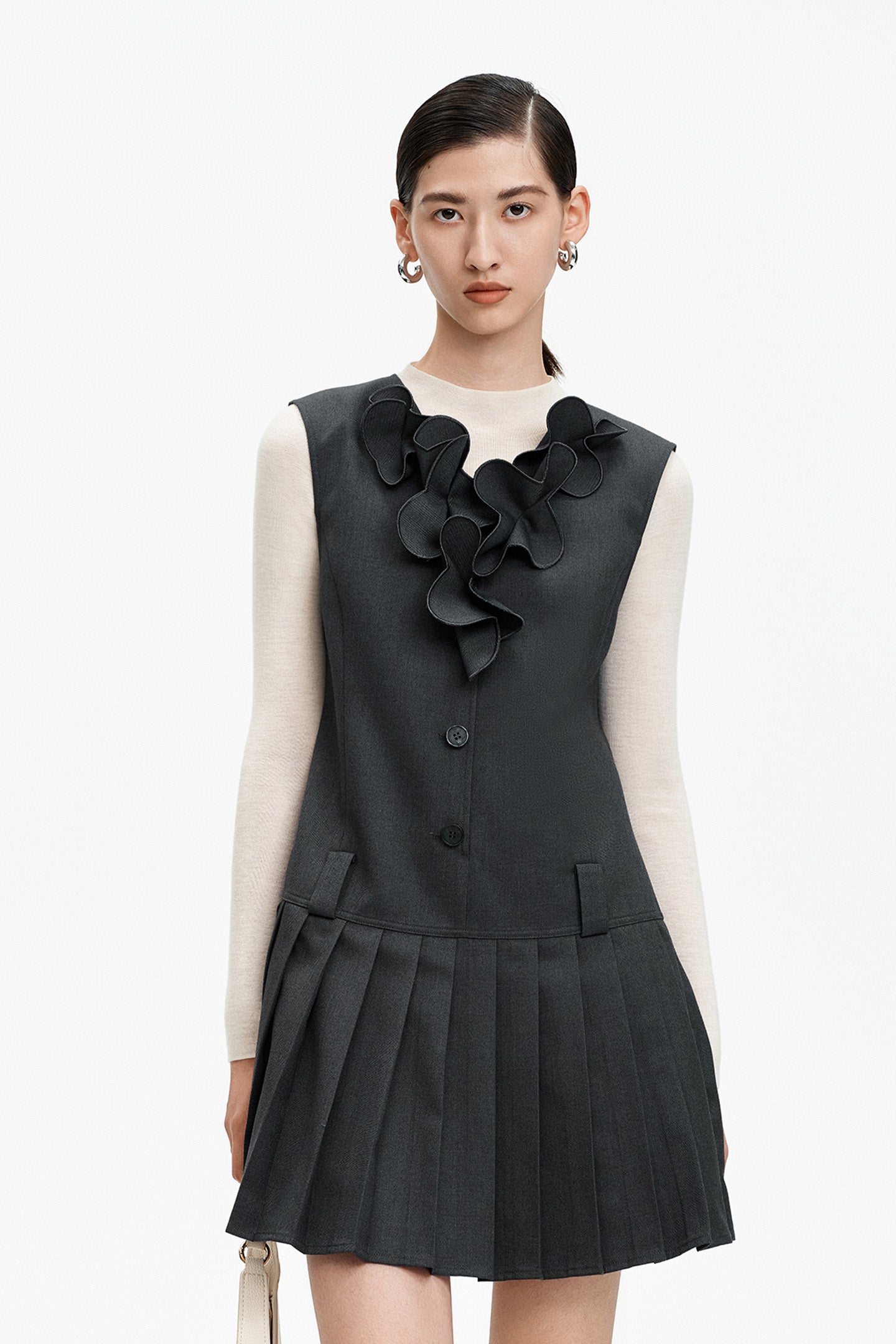 V-neck gray dress