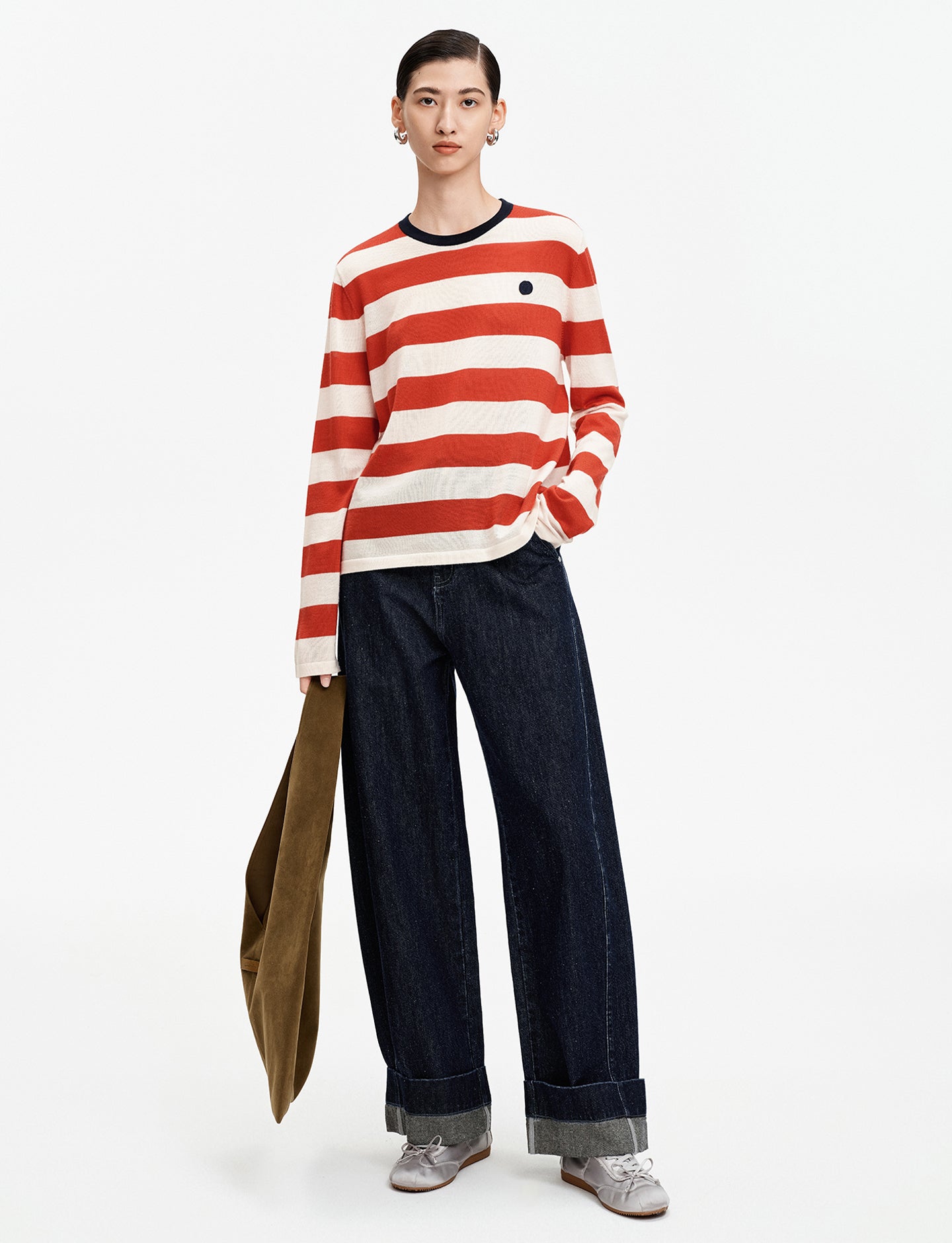 Sheep Wool Color Block Striped Long-Sleeve