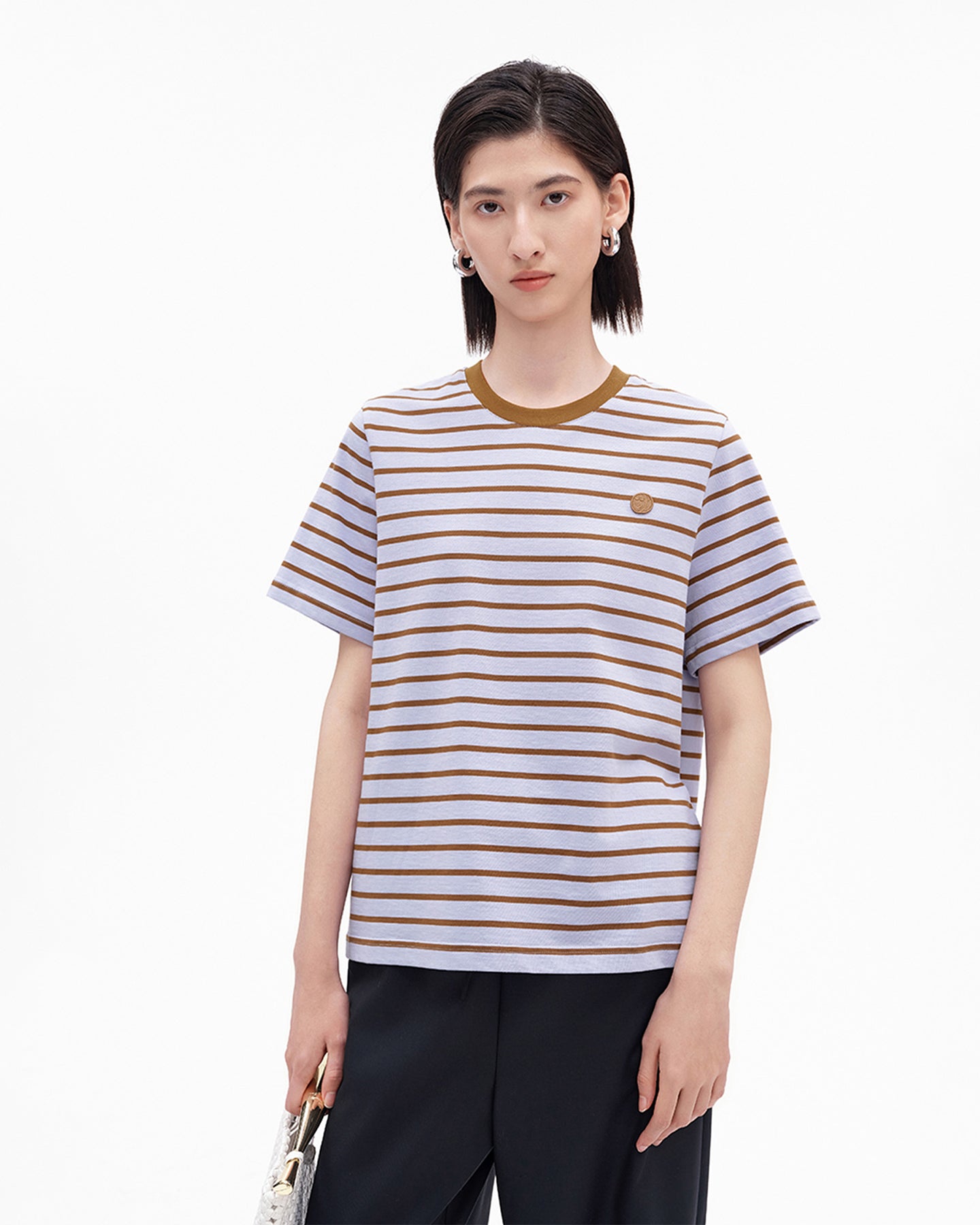 Women's Pure Cotton Striped Short-Sleeve T-Shirt