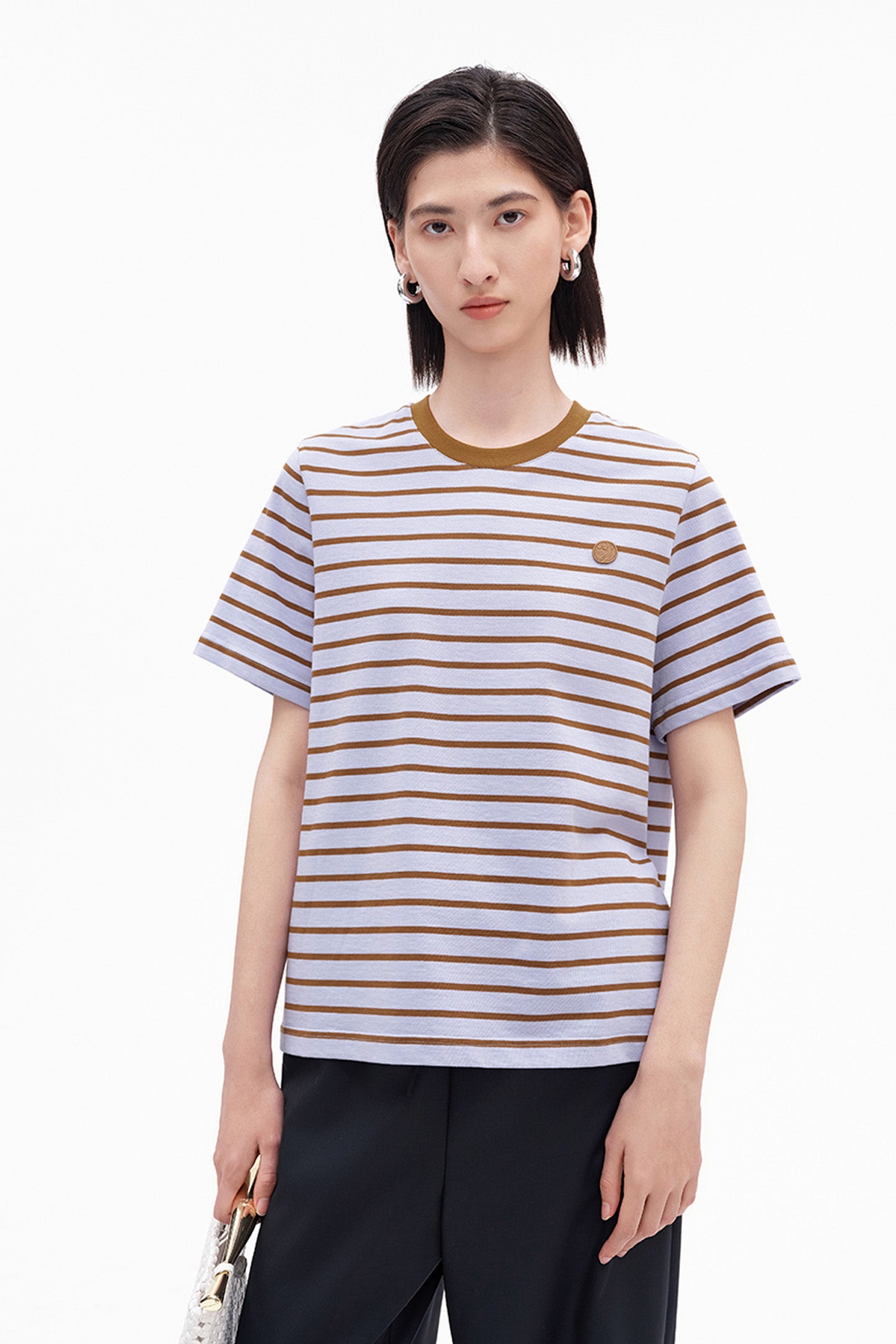 Women's Pure Cotton Striped Short-Sleeve T-Shirt