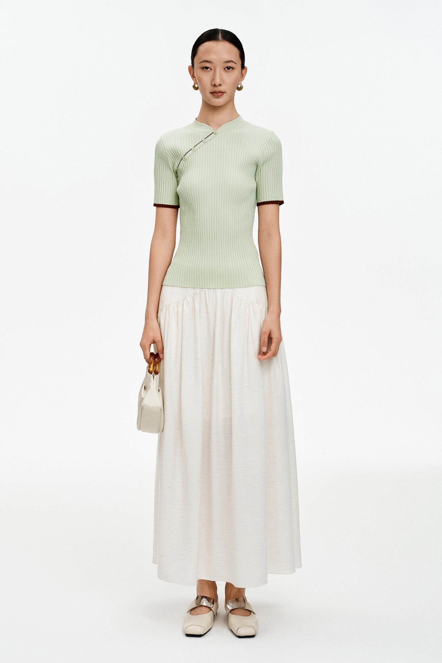 Stand-Collar Slim-Fit T-Shirt with Structured Shoulders