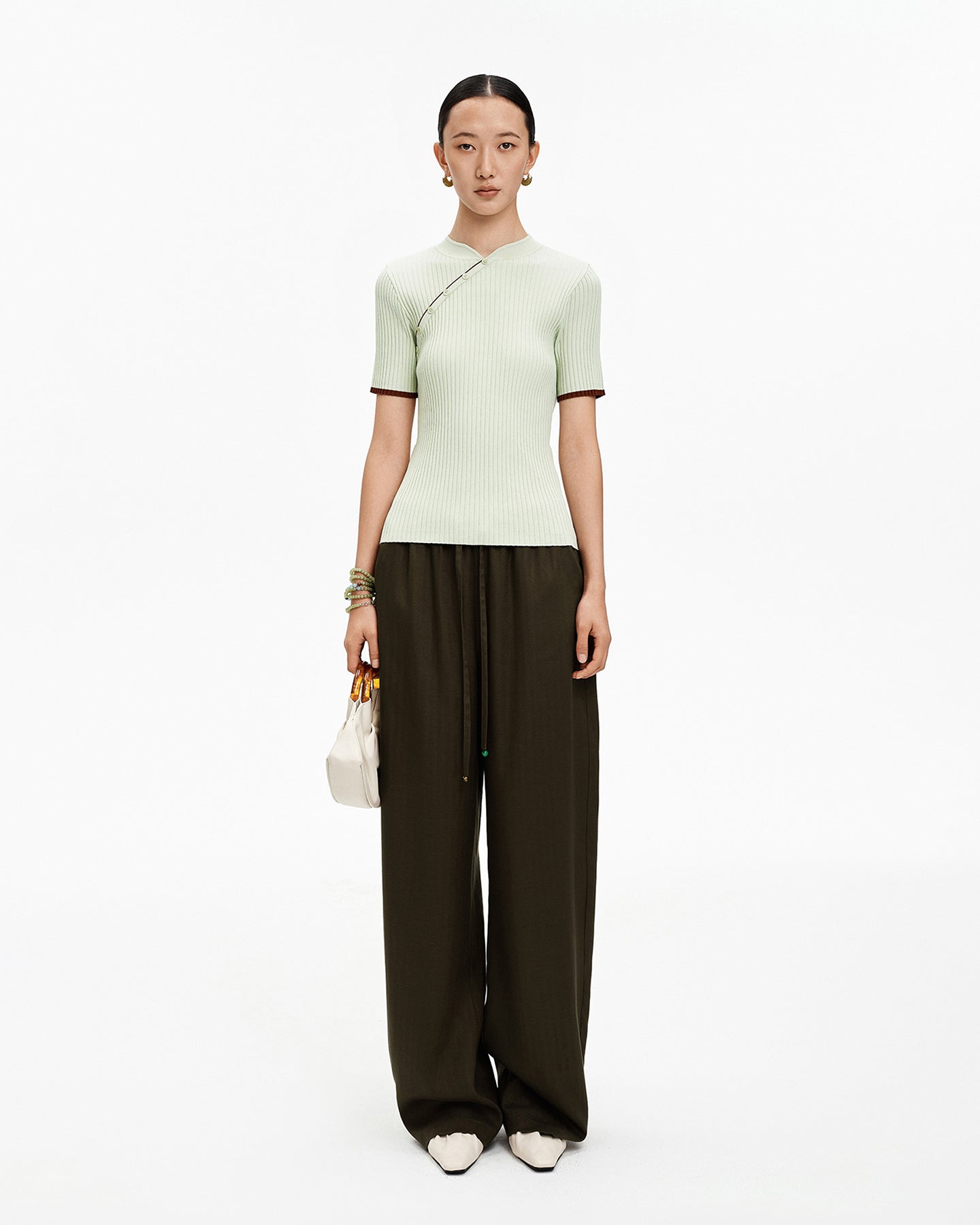 Stand-Collar Slim-Fit T-Shirt with Structured Shoulders