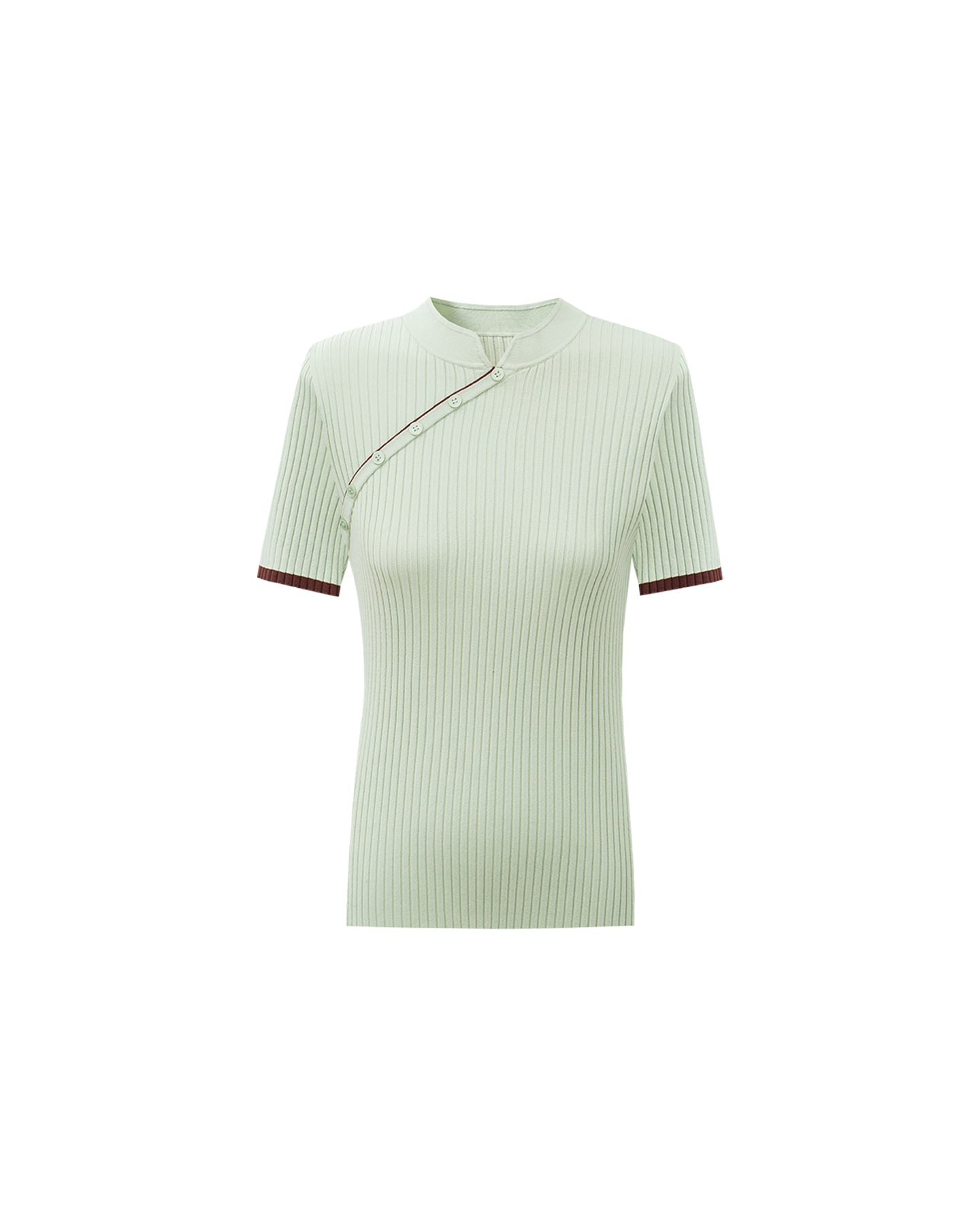 Stand-Collar Slim-Fit T-Shirt with Structured Shoulders