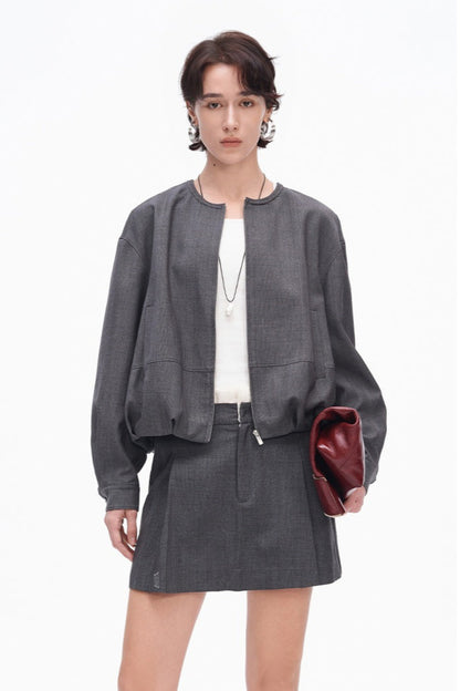SELFWHO Gray Jacket + Skirt Suit