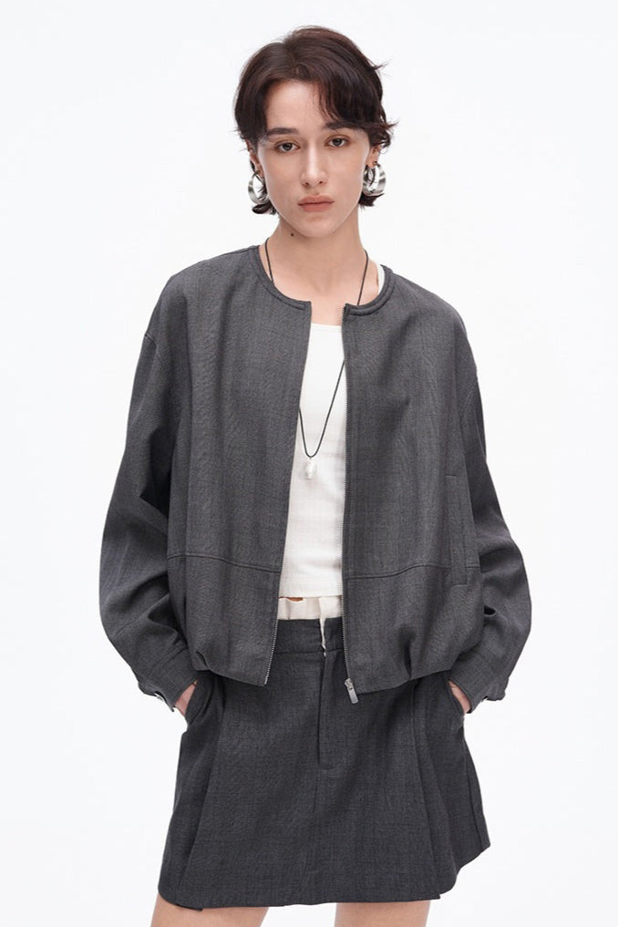 SELFWHO Gray Jacket + Skirt Suit