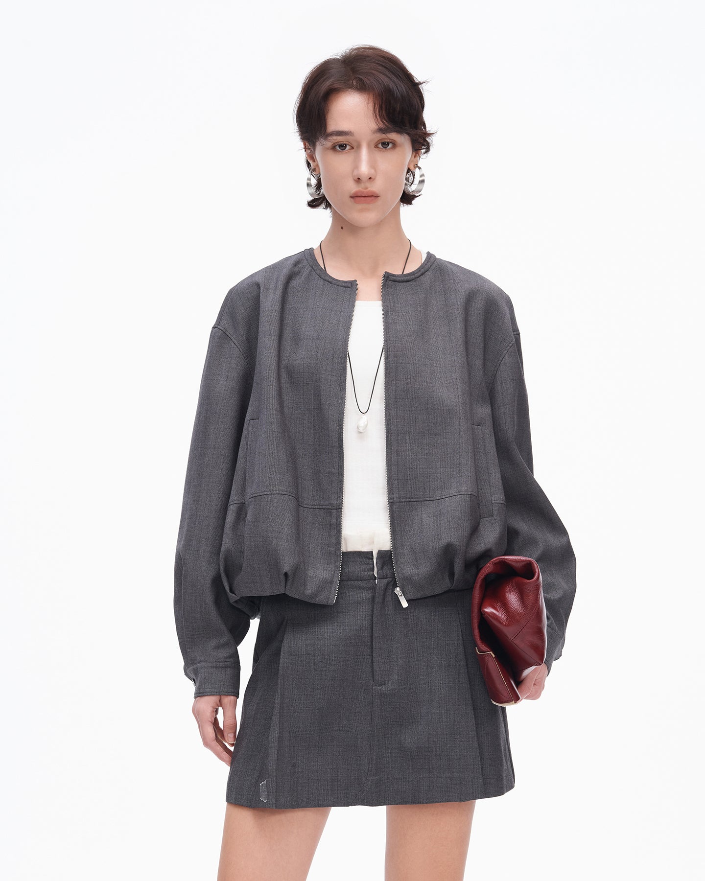 Gray Jacket + Skirt Suit