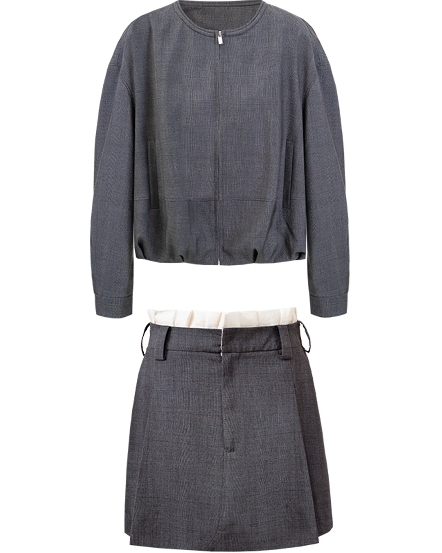 Gray Jacket + Skirt Suit