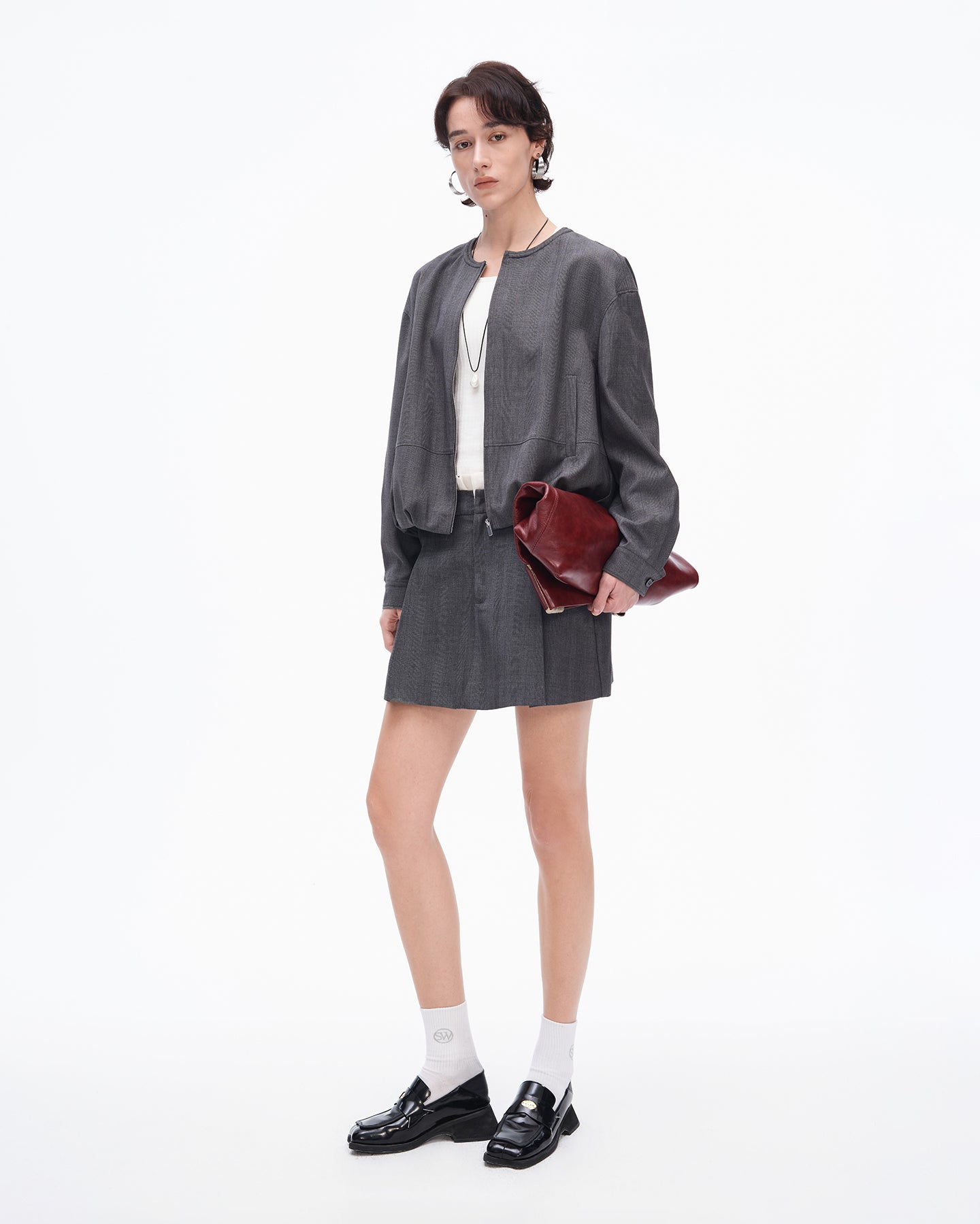 Gray Jacket + Skirt Suit