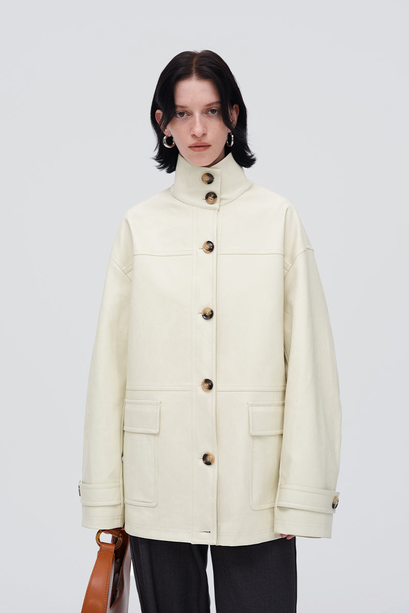 Loose Fit Stand Collar Work Jacket