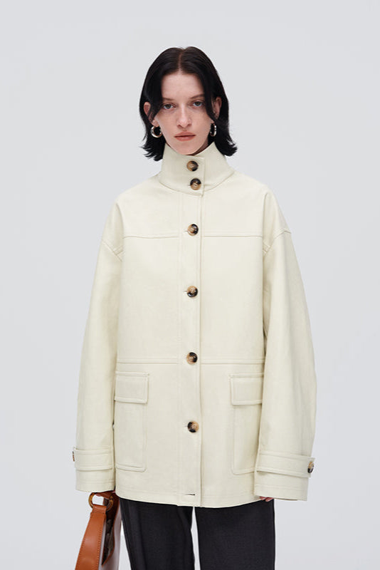 Loose Fit Stand Collar Work Jacket