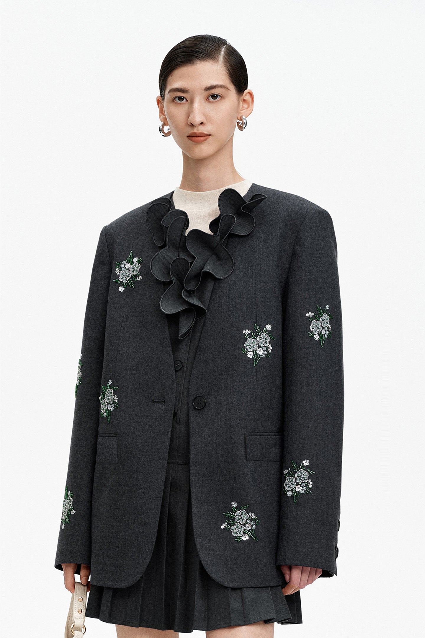 Beaded V-neck Suit