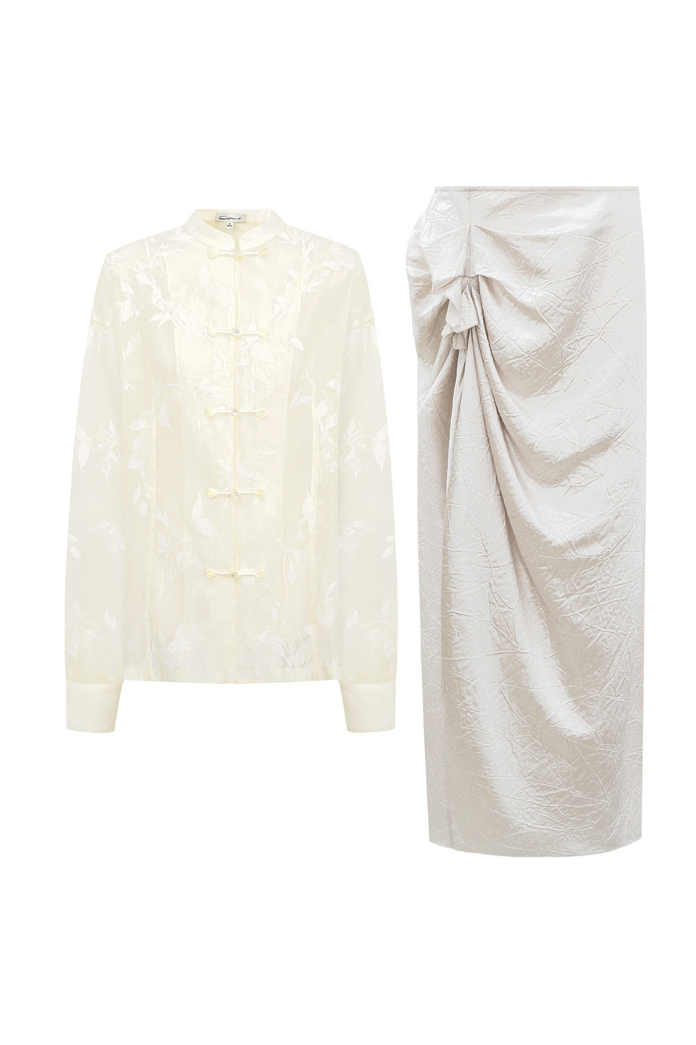 New Chinese-Style Shirt with Willow Branch Print