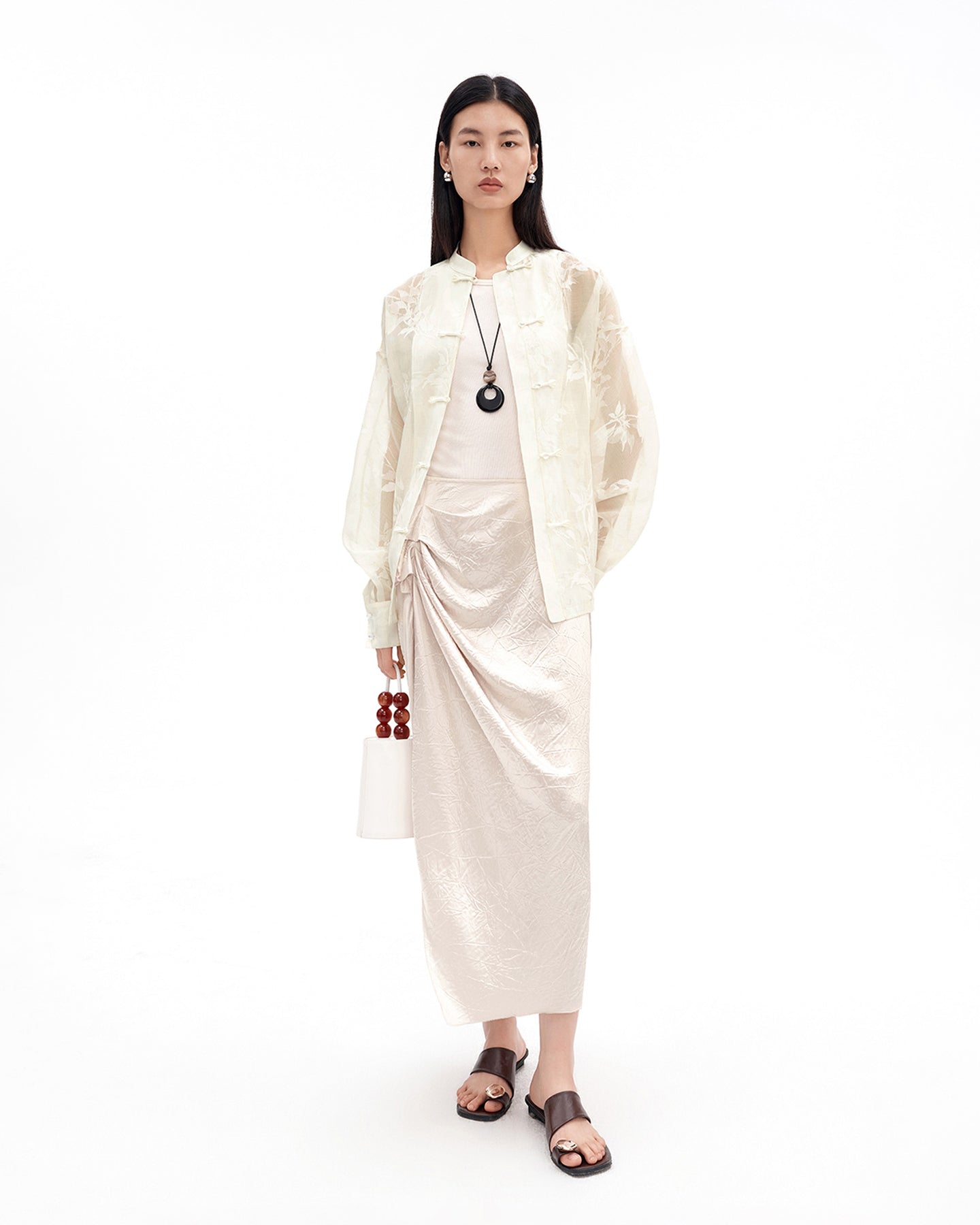 New Chinese-Style Shirt with Willow Branch Print