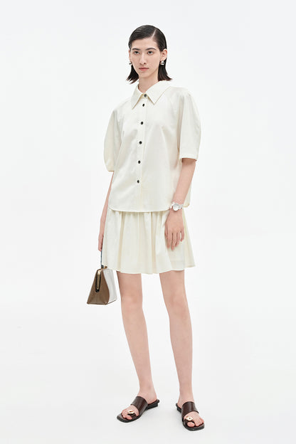 SELFWHO acetate Tencel blended raglan sleeve shirt + pants set