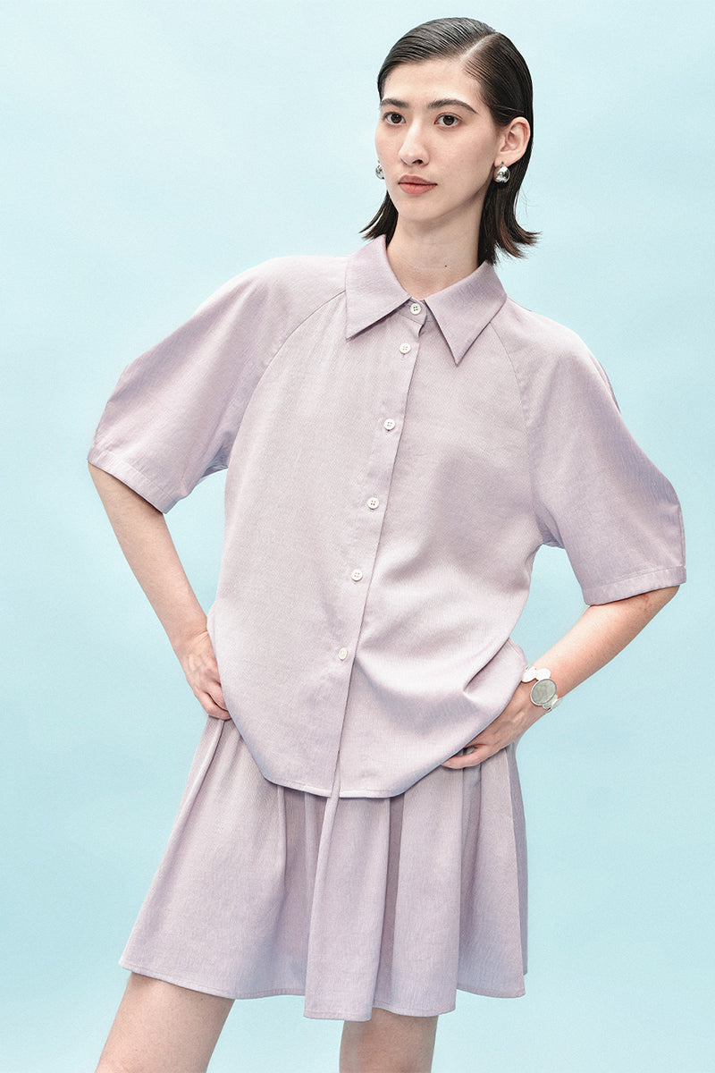 SELFWHO acetate Tencel blended raglan sleeve shirt + pants set