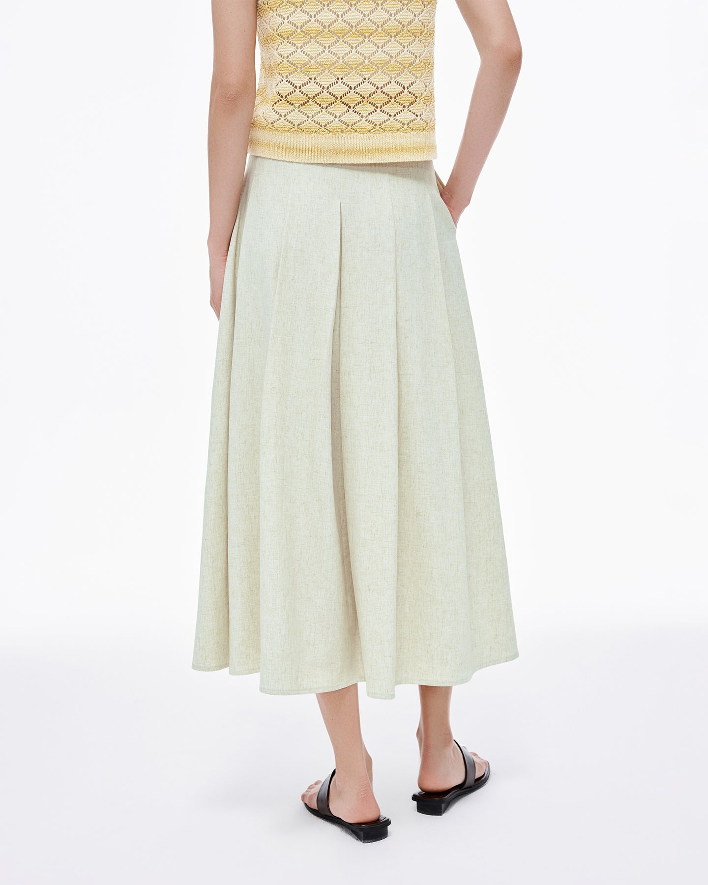 Loose Linen Blend Pleated Skirt